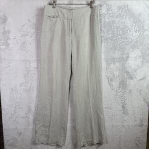 Eileen Fisher Wide Leg Linen Pants Size 6 Grey Pocket Business Casual Travel